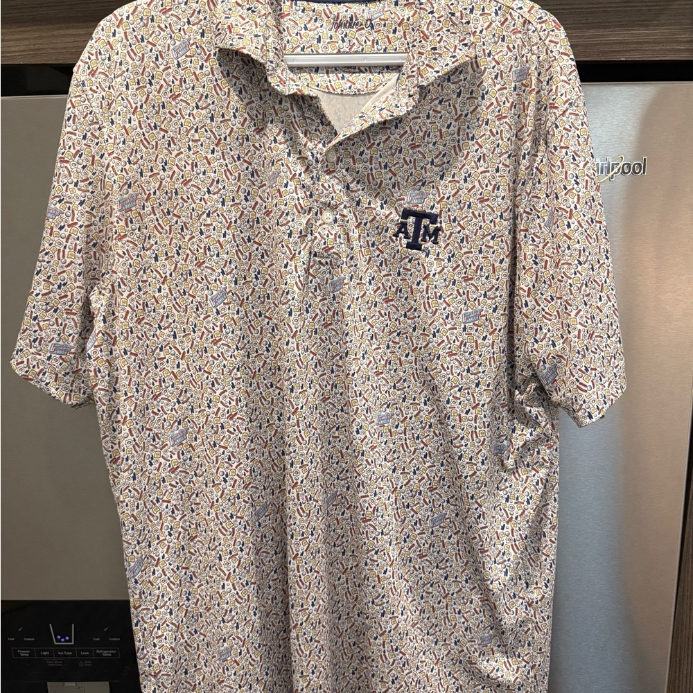johnnie-O Men's Polo Breakfast Ball Pattern A&M Logo